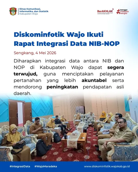Diskominfotik Wajo Ikuti Rapat Integrasi Data NIB NOP