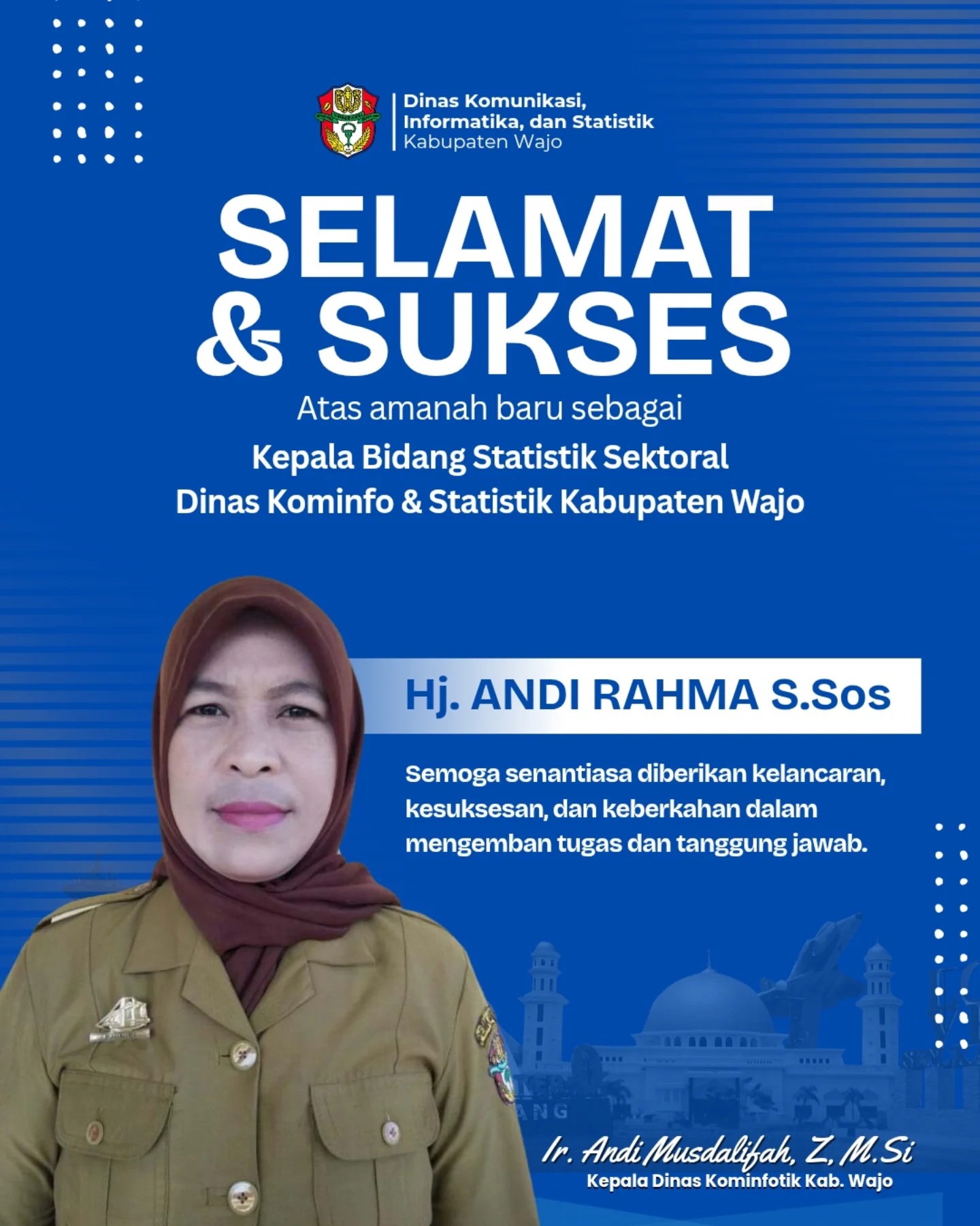Ucapan Selamat Pelantikan Kabid Statistik Diskominfotik